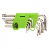 Набор ключей имбусовых Tamper-Torx, 9 шт: TTT10-T50, 45x, закаленные, короткие, никель. СИБРТЕХ